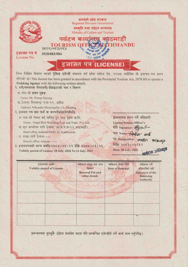 Tourism License for Company